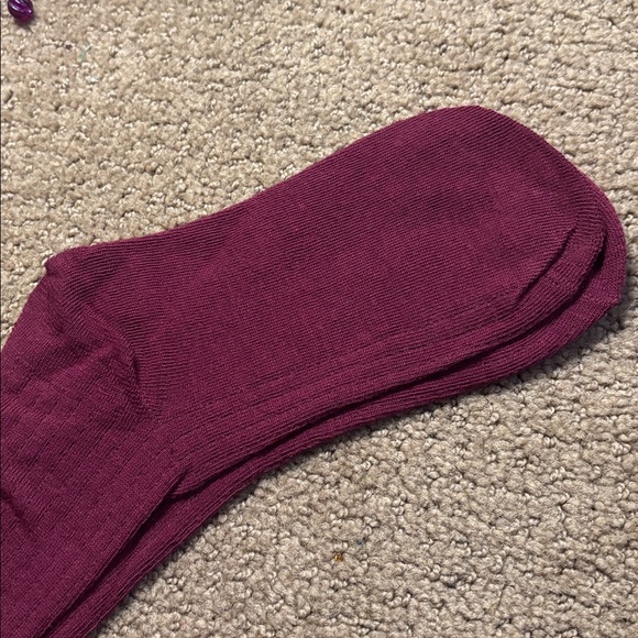 Burgundy Ribbed Over-the-Knee Socks - Picture 4 of 4
